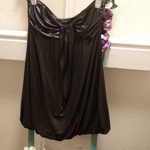 Strapless black with silver sheen top